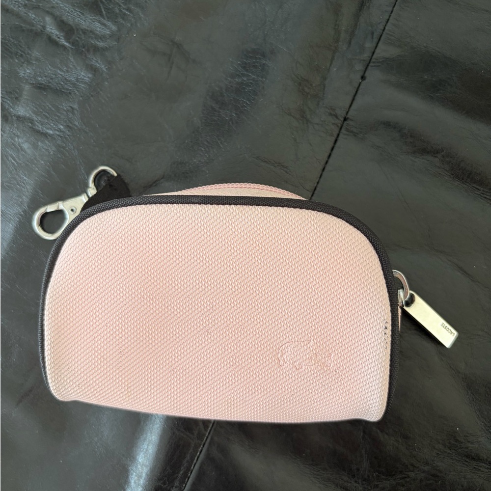 Lacoste Pale Pink Mini Cosmetic / Coin Pouch with Black Trim